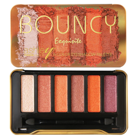 Ashley 6 Colors Eyeshadow Palette Bouncy 4.8g อายแชโดว์ชิมเมอร์ เนื้อดินน้ำมันไร้ฝุ่น 6 เฉดสี ในตลับเหล็ก พกพาง่าย สวยได้ทุกที่